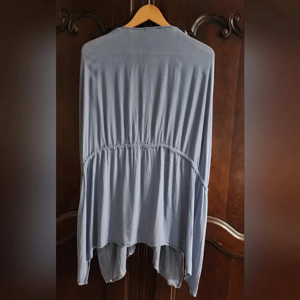 VINCE CAMUTO - Blue Breezy Beach Cardigan Swimsuit Cover-up With Sequins